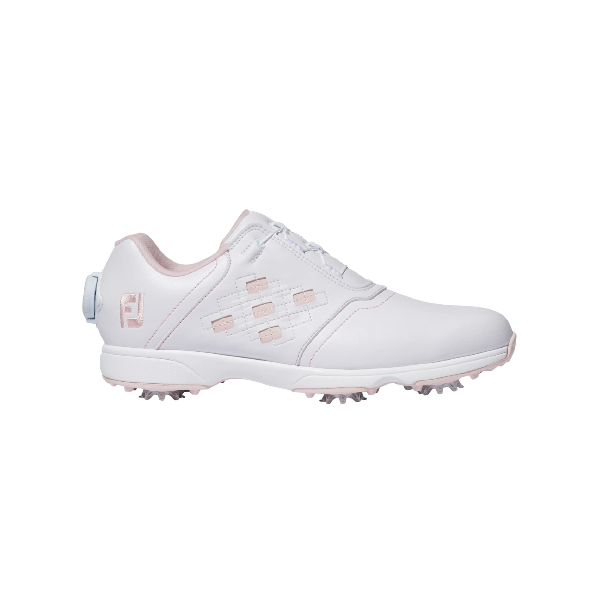 

FootJoy BOA Golf Shoes for 3E E-Comfort Women, White/Pink, 25.0 cm,