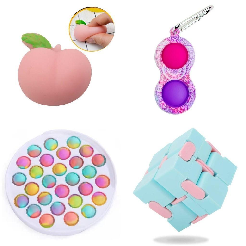 Colorful Fidget Toys Set Featuring Infinity Cube And Simple Dimple Stress Relief Tools