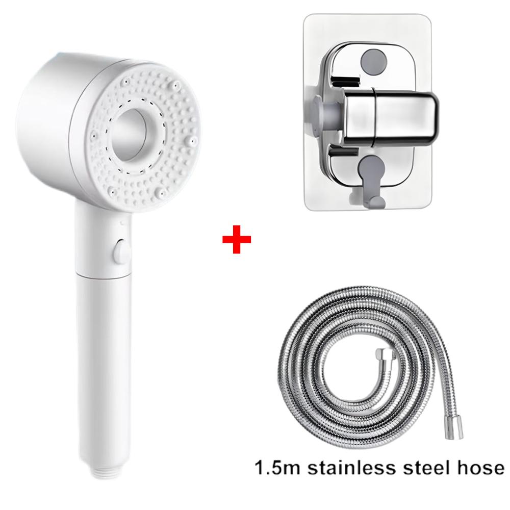 5 Modes One Key Stop Water-saving Shower Head Handheld Large Flow High-pressure Shower Nozzle with Filter Bathroom Showerhead