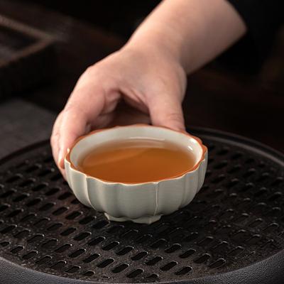 Handcrafted Ruyao Ceramic Tea Cup Single Master Cup Crackle Glaze Tea Set for Tea Ceremony