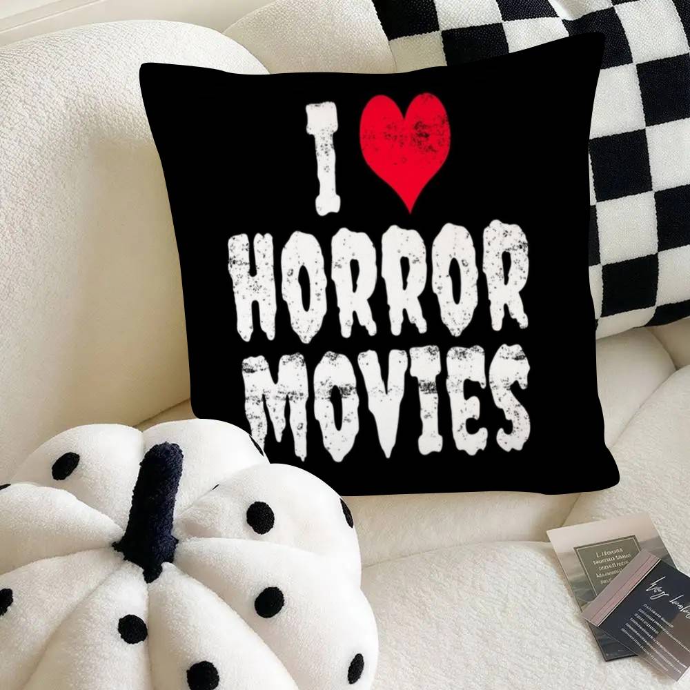 

Creative I Love Horror Movie Pillow Case Fashion Square Pillowcase Bedroom Sofa Room Ins Decoration Leisure 40x40cm16x16in
