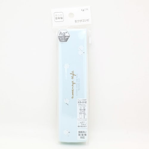 OSK CT-27 Sliding Antibacterial Chopsticks and Spoon Combination Set, 18cm, Long-tailed Tit Design, Dishwasher Safe, for Lunch Boxes