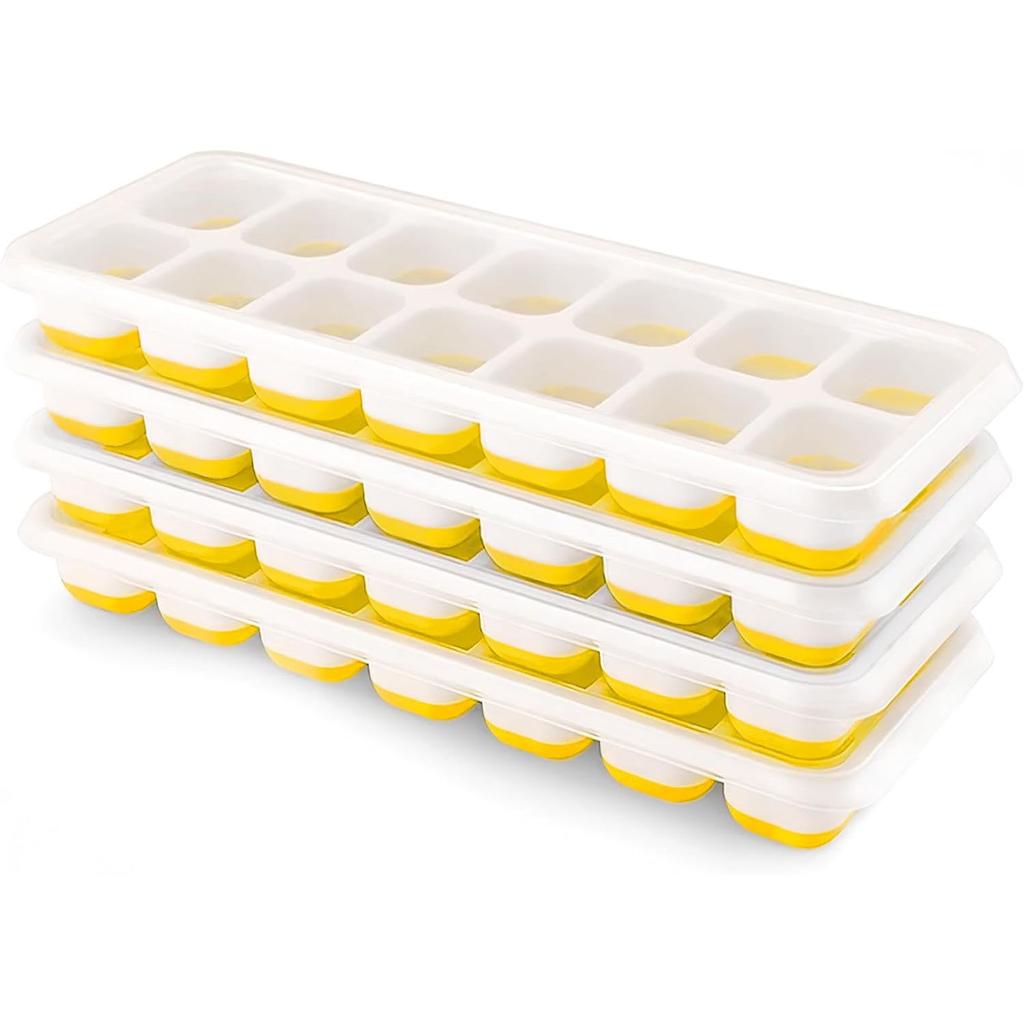 4pcs Grids Ice Cube Trays Reusable Silicone Ice Cube Mold Fruit Ice Maker with Removable Lids Kitchen Tools Freezer Summer Mould