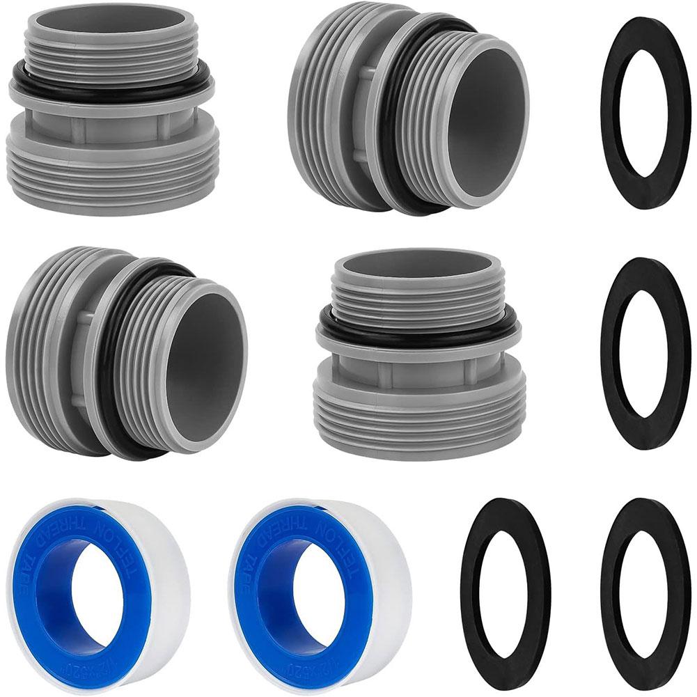 4 Pack Pool Hose Conversion Adapters with Clamp Washer Pool Pump Adapter Pool Filter Pump Hose Adapter for Above Ground Pools