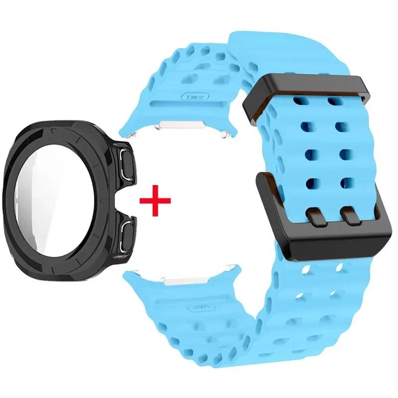 Schutzhülle aus gehärtetem Glas + Armband für Samsung Galaxy Watch Ultra 47mm Silikonarmband für Galaxy Watch Ultra 47mm Armband Schutzhülle