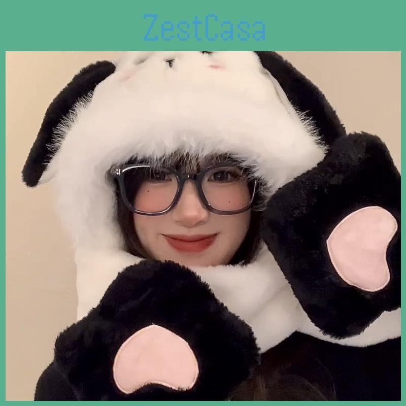 Puppy Ear Charming Winter Hat Scarf And Gloves Set For Women Comfortable And Versatile