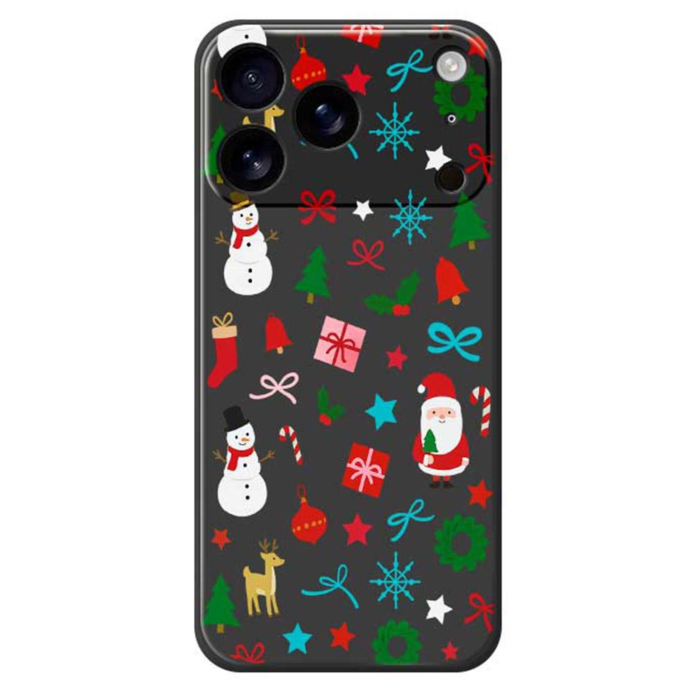For iPhone 17 Pro Max Case Christmas Decorations Pattern Printing Straight Edge TPU Phone Back Cover