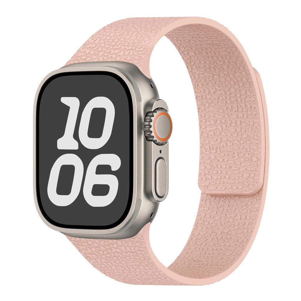 Compatible with Apple Watch Bands Series 1-11/Ultra 1-3/SE3 Lychee Pattern Soft Magnetic Silicone Strap.