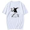 Hipster Unisex Flower Thrower Banksy Panda Guns Urban Art Tshirt Unisex Tshirt Tops Male Casual Style Short Sleeve T Shirt