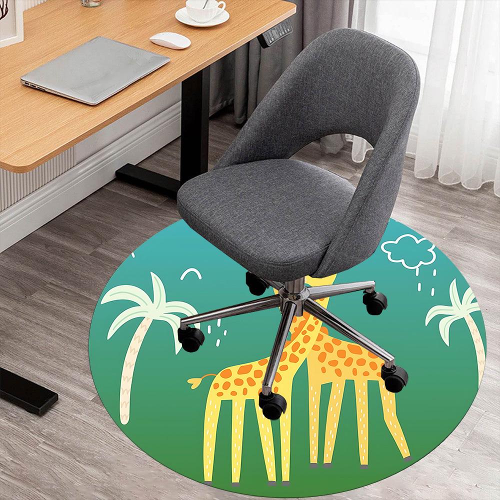 

1pc Giraffes Love Round Chair mat Area Rug - Non-Slip, Floor Mat for Office, Bedroom, and Indoor Decor c1125535 80cm by 80cm