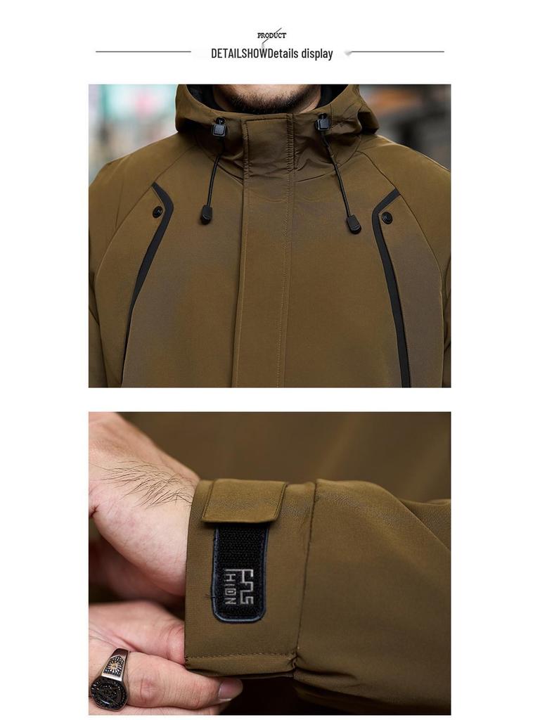 Men's Plus Size Mid-Length Hooded Cotton Jacket - Winter Fashion Brand 808