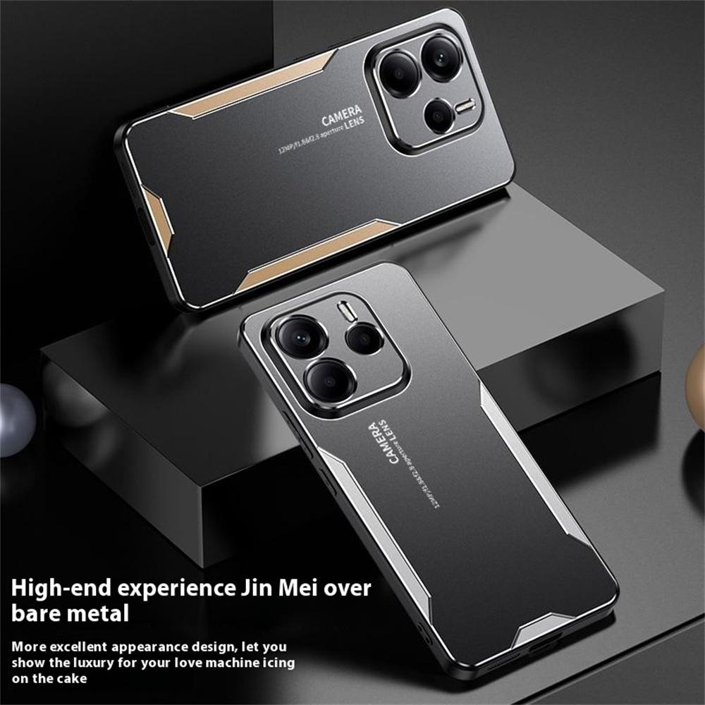 

For Xiaomi Redmi Note 14 5G Phone Case Aluminium Alloy TPU PC Back Cover Red