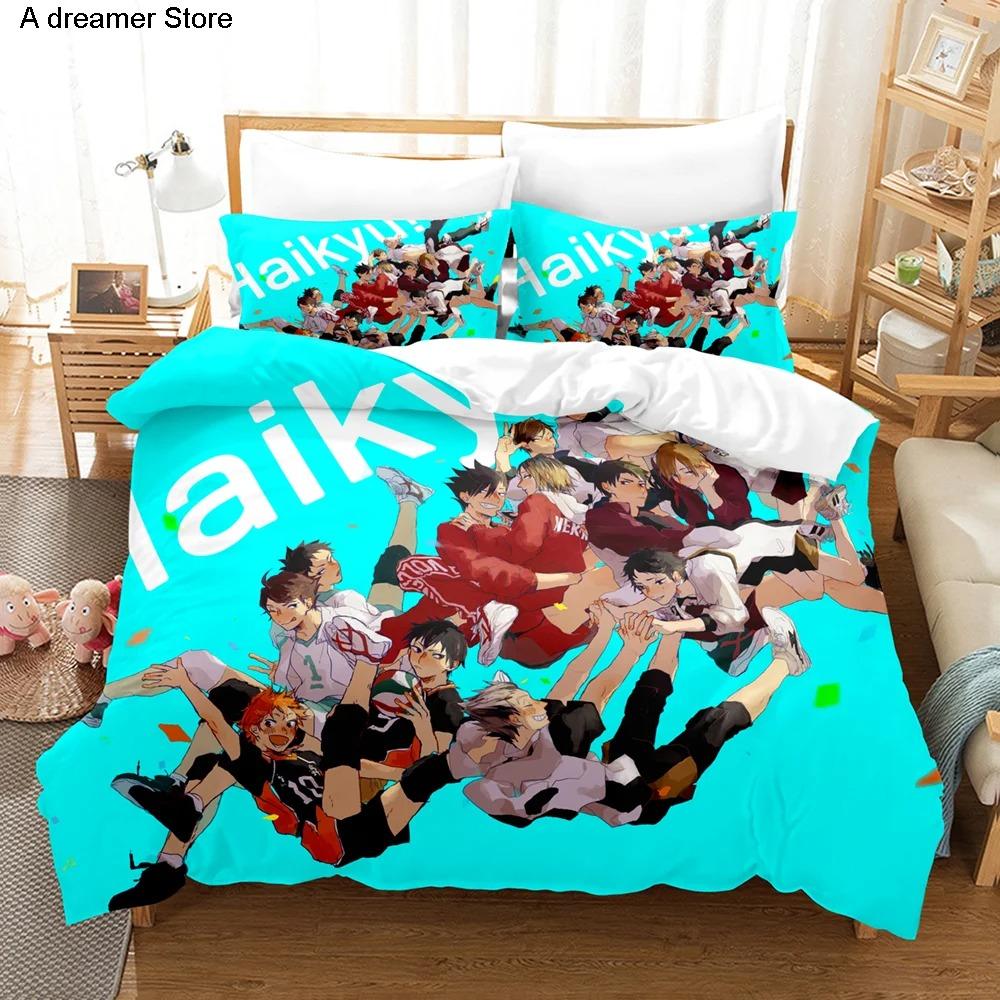 Haikyu Sängkläder Set Japan Berömd Anime Täcke Påslakan Quilt Och Örngott Sänglinne Sovrum Sängkläder Dropshipping Gåva