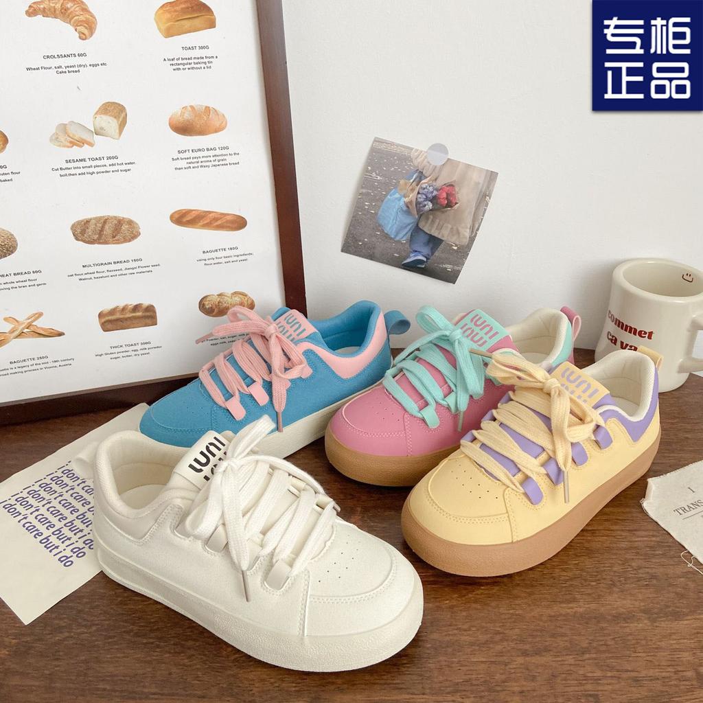 Milk platform women's leather surface autumn new ins niche versatile low-top round head student sports shoes