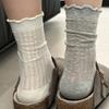 White Breathable Lace Mesh Mid-Calf Socks - Anti-Odor Summer Slouchy Design