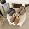 Sangpo Village Kids' Autumn/Winter Leather Wool Snow Boots – Zhou Dongyu Design, Non-Slip, Fur-Lined.