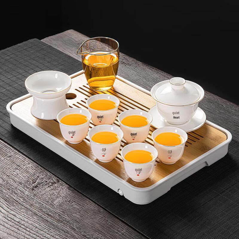 Elegant Mutton Fat Jade Porcelain Tea Set