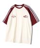 UNDEROFF Oversized Raglan Track Line Short Sleeve T-Shirt Star Logo Burgundy