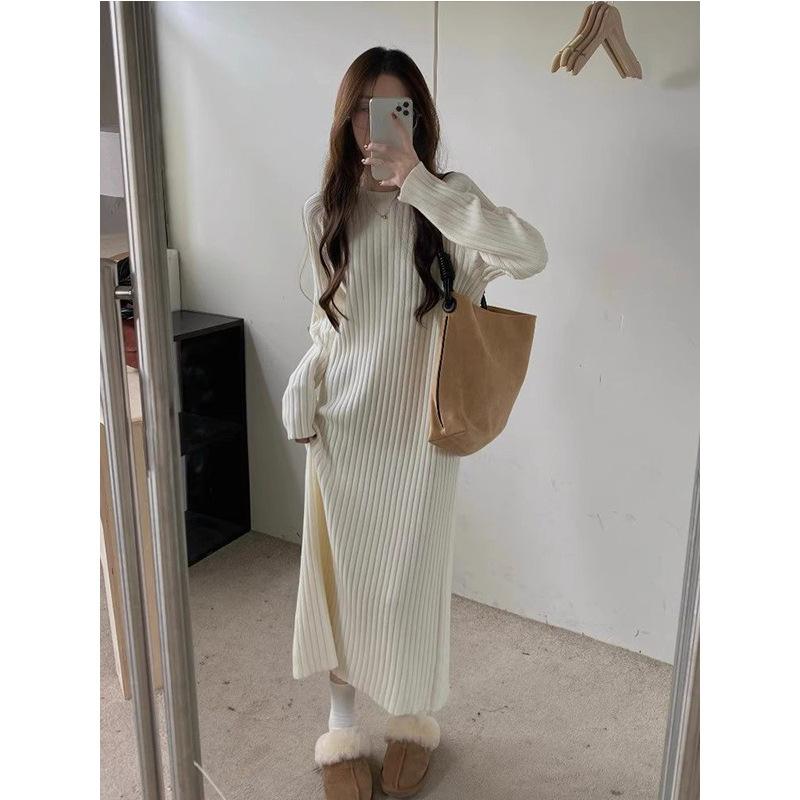 

Ленивый стиль Платье с длинным рукавом для весны и осени Женское осенне-зимнее пальто Свободная прямая юбка Темперамент Однотонная юбка миди Базовая юбка S