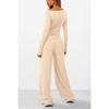 YYFS Pantaloni da donna alla moda casual primavera autunno tinta unita stampa manica lunga scollo a V pantaloni tuta