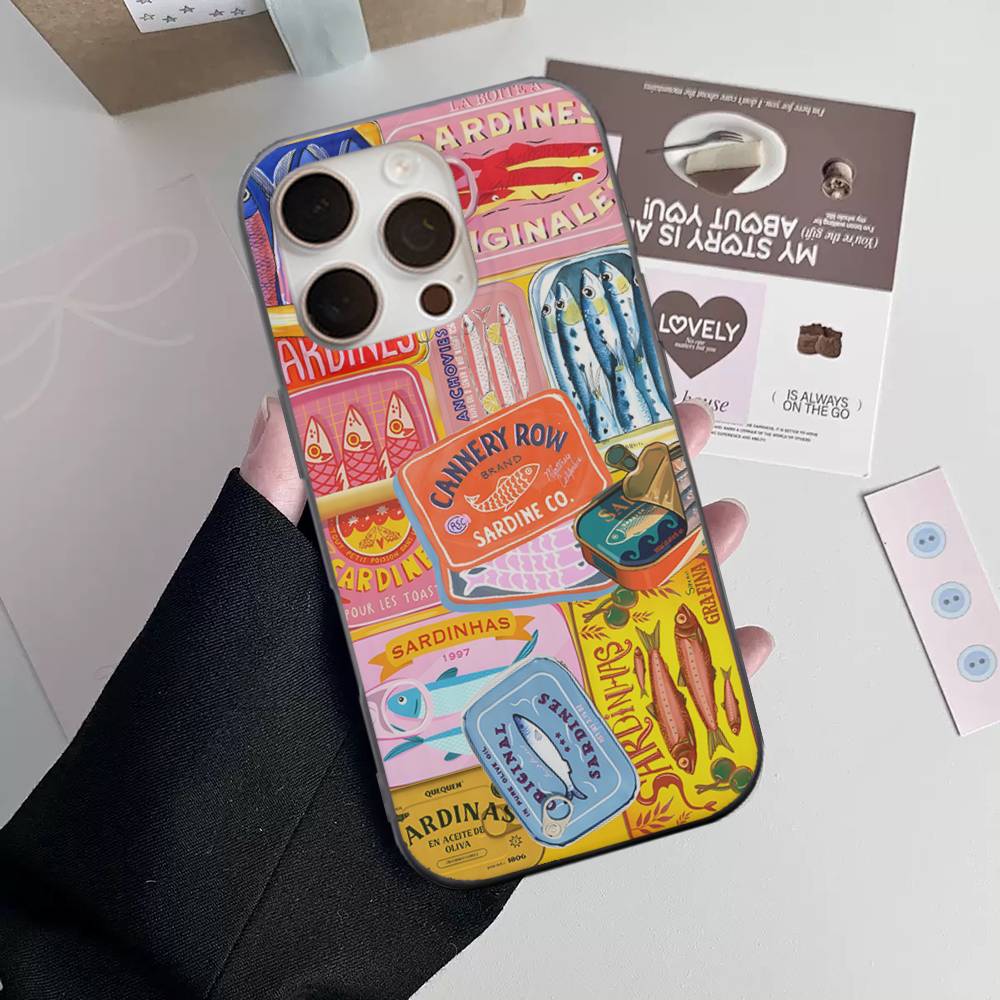 Sardines Soft Corrugated Transparent Phone Case For IPhone 17 15 16 11 12 13 14 Pro Max Plus Pro