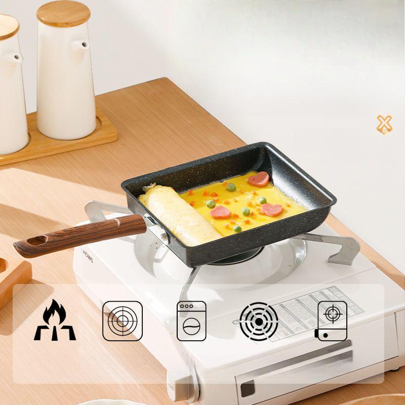 Yuzi Pot Quadratische Bratpfanne Multifunktionale Bratpfanne Frühstückspfanne Haushalts- und Gewerbetopf