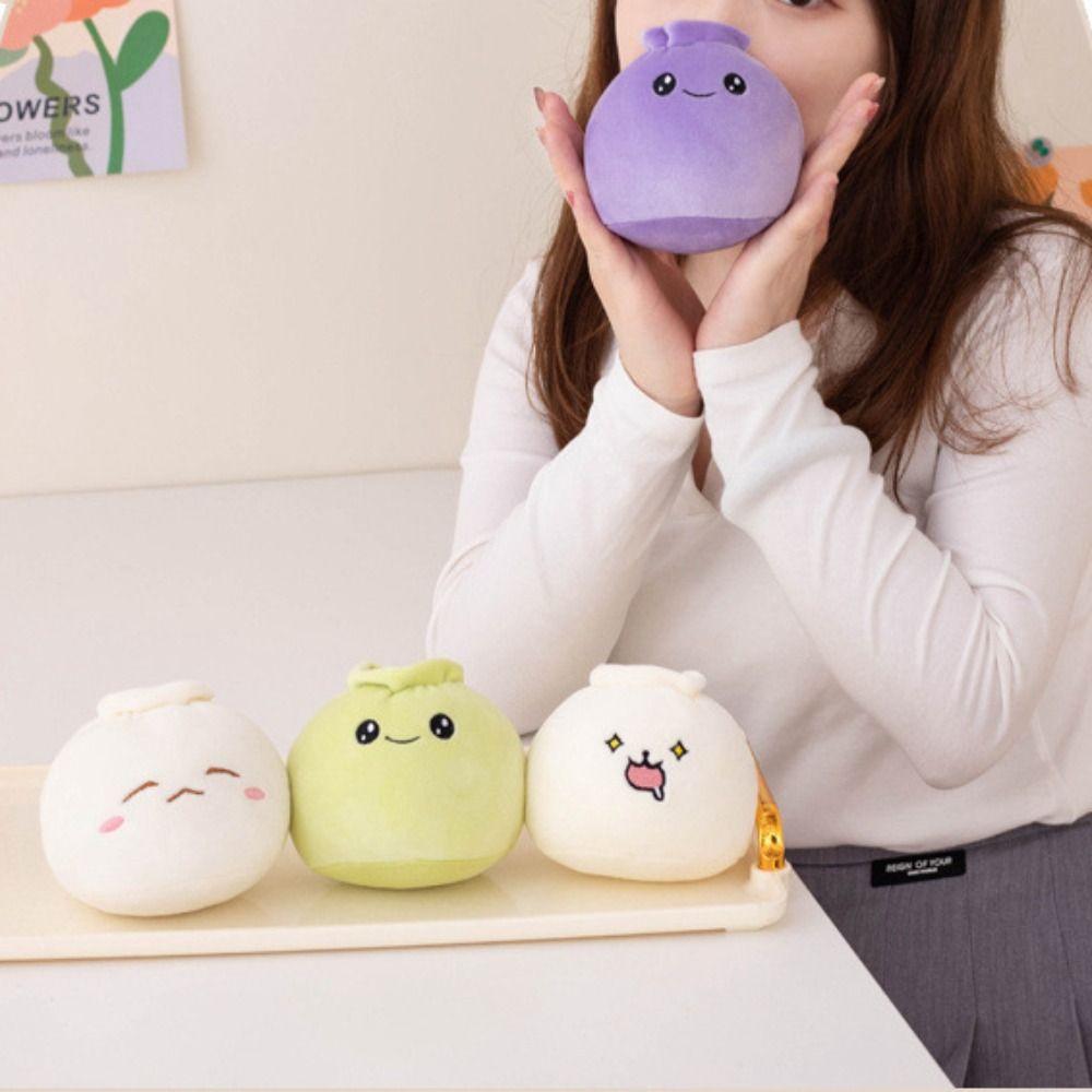 Muñecos de Peluche Juguetones Porta llaves de Peluche Rice Bao Llavero de Bollo Relleno al Vapor de Animación Llavero de Pequeños Dumplings de Peluche Muñeca Colgante