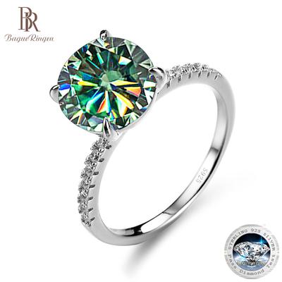 BagueRingen S925 Sterling Silber Schmuck Großer 5 Karat D FARBE Moissanit Diamant Klassischer Vier-Klauen-Ehering für Damen, Größe 4–9