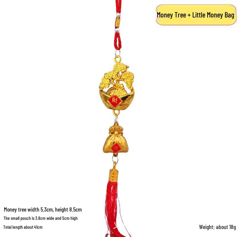 Lucky Gold Ingot Bonsai Pussy Willow Pendant - New Year Decoration