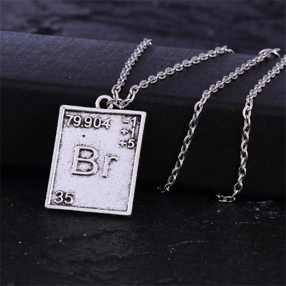 Vintage Breaking Bad Halskette Chemisches Symbol Br Ba Anhänger Brüder Paar Halskette Geschenk für Frauen und Männer Schmuckgeschenke