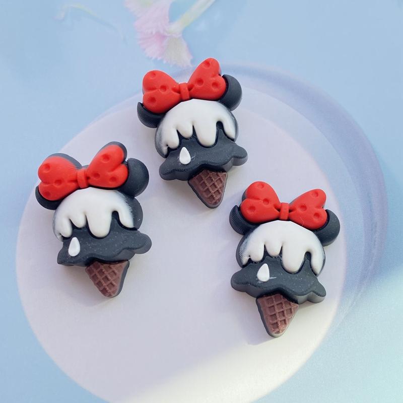 12pcs Cute PVC Mixed Ice Cream Series Flexible Glue Flat Back Cabochon Scrapbook Kawaii DIY Embellishments Accessories H300
