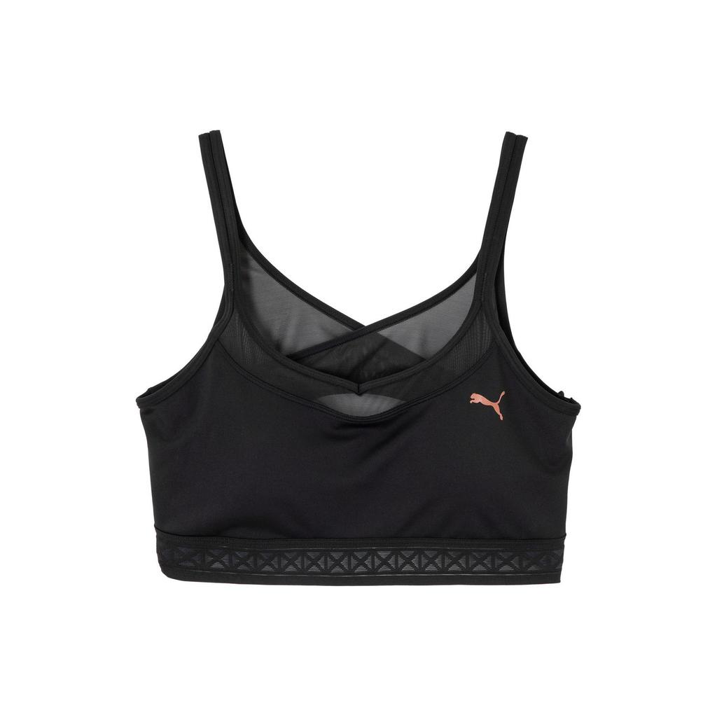 Puma Engineered Mesh Bra Pamela Series Solid Color Casual Fixed Strap Sports Bra Women Underwear Black 525141-01