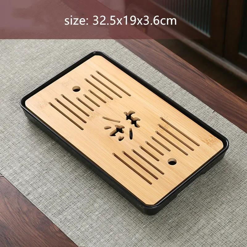 Bamboo Tea Tray Household Tea Set Accessories Small Tea Board Water Storage and Drainage Wet and Dry-use Tray Teaware Decorative