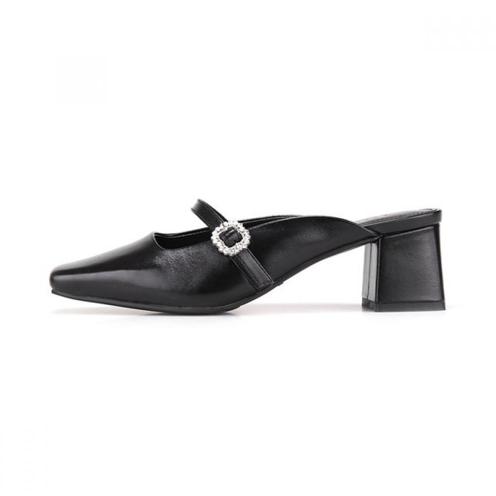 BARBARA 5.5cm Dress Mule Leather Jewel Buckle 2colors Bbj205
