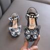 Spring-autumn Korean-style girls' small/medium/large children's dance flat shoes, performance shoes, princess leather shoes with bowknot