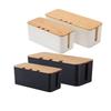 Large Cable Management Box – Wooden Style Cord Organizer and Cover for TV Wires, Computer, USB Hub and Under Desk Power Strip –