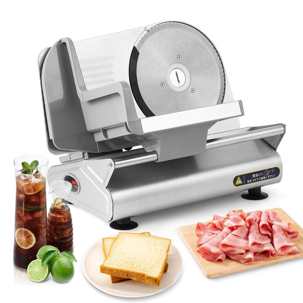 Hanchen Electric Meat Thickness Stainless Steel Rotating Steel Press Lid Slices for Home and Commercial Use Slicer, Slicer, 0-15mm Adjustable, 19cm
