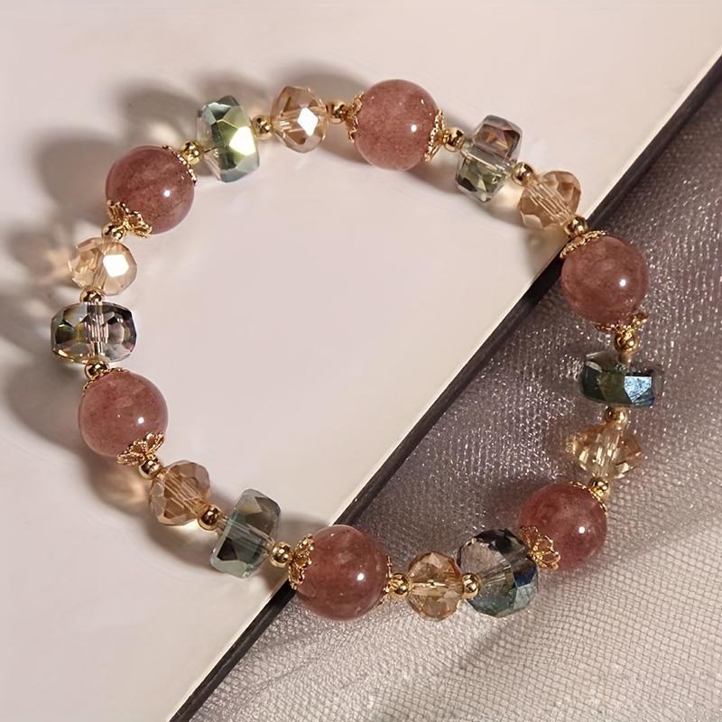Crystal Beaded Stretch Bracelet Unisex Gemstone Jewelry for Men and Women