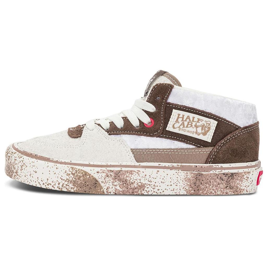 Vans Half Cab Round Toe Lace-Up Shock Absorbing Durable Mid-Top Skate Shoes Unisex Skate Shoes Black White VN000DZ3D63