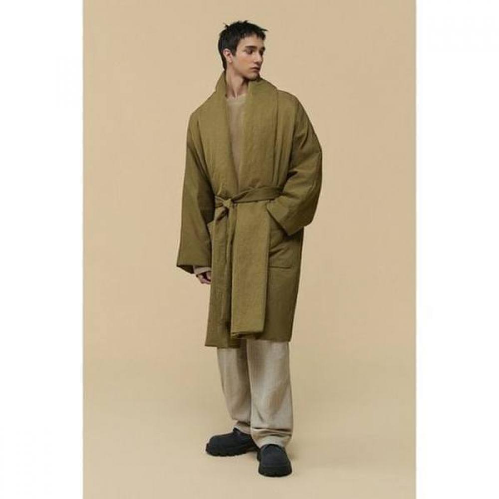 Customellow Gold Oversized Back Slit Robe Padded Coat Cwcaw25994khx