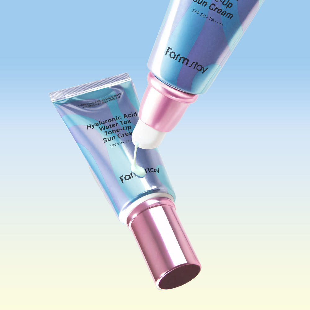 Farmstay Hyaluronic Acid Water Tox Tone Up Sun Cream 60g SPF50+ PA++++ Hyaluronic Acid Panthenol Hydrating Sunscreen