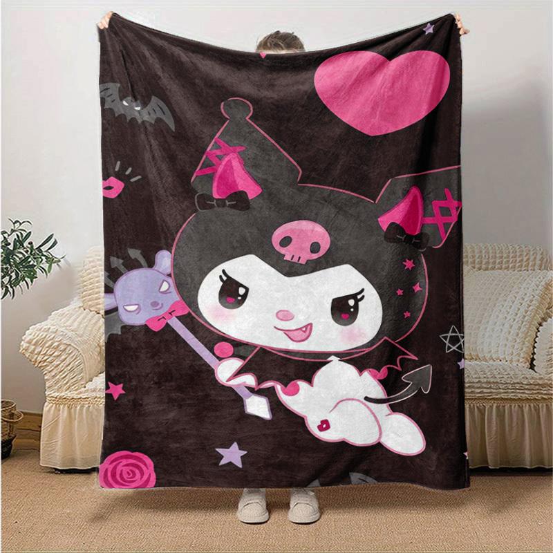 

1pc, Sanrio Cute Vampire Bunny Home Decor Flannel Blanket: Perfect Gift for Bedroom, Living Room, Travel, Camping, Car, Beach, Office Nap, Ideal Sofa 130x150cm