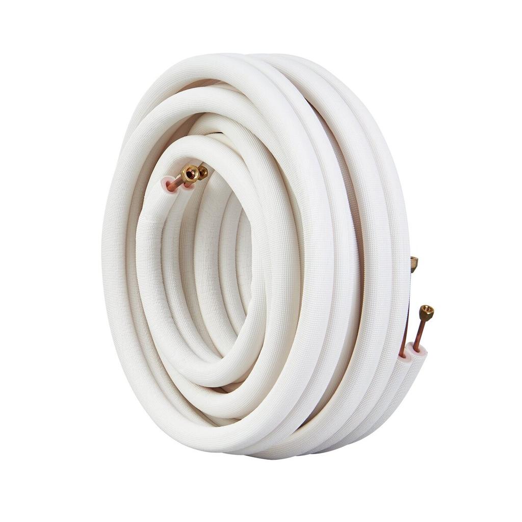 15240mm Mini Split Line Set, 6.4 & 9.5mm O.D Copper Pipes Tubing and Triple-Layer Insulation, for Mini Split Air Conditioning Refrigerant or Heating