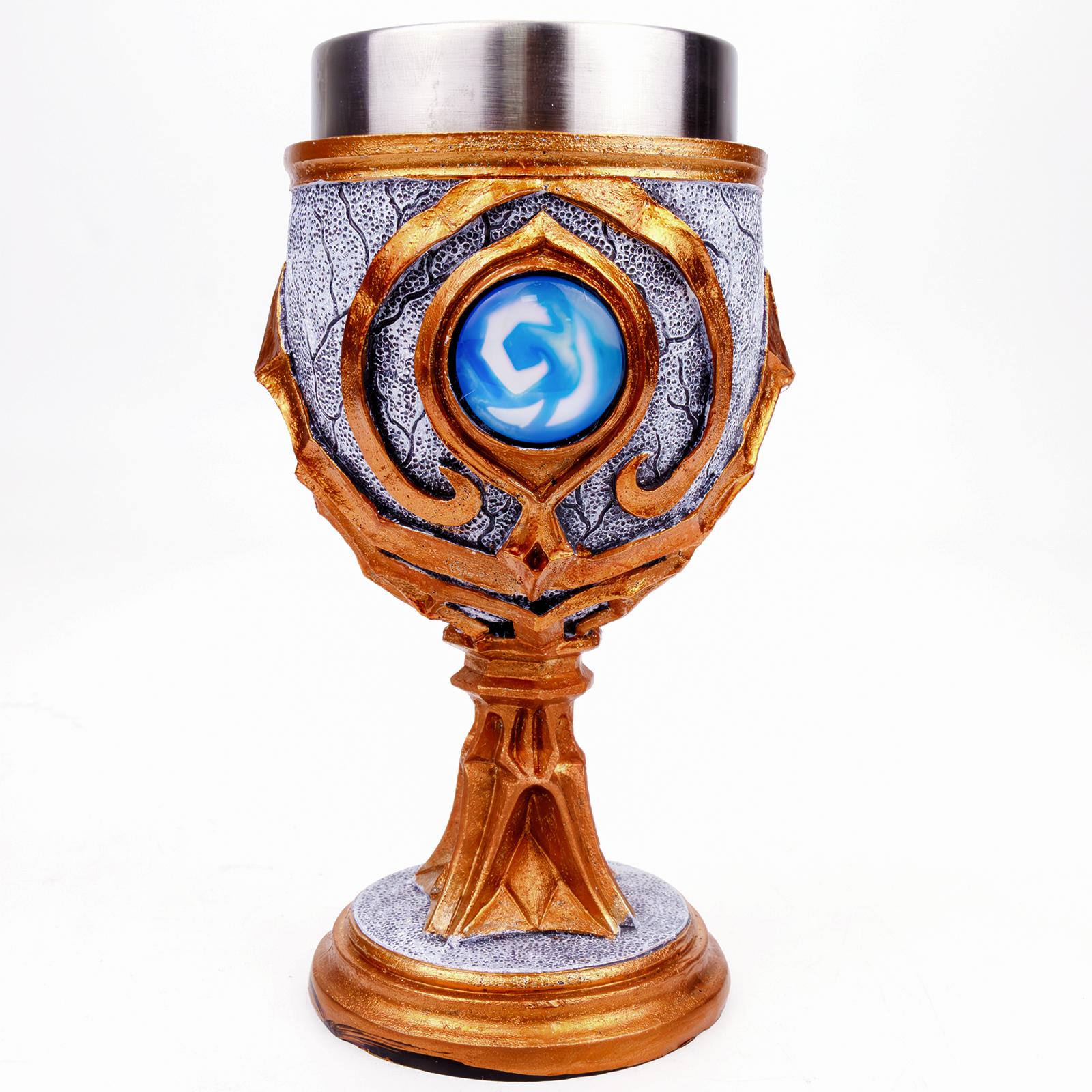 

New 3D Gem Goblet Stainless Steel Liner Resin Retro Kitchen Bar Drinkware Family Party Decoration Wine Glass Holy Grail Chalice 101-200ml