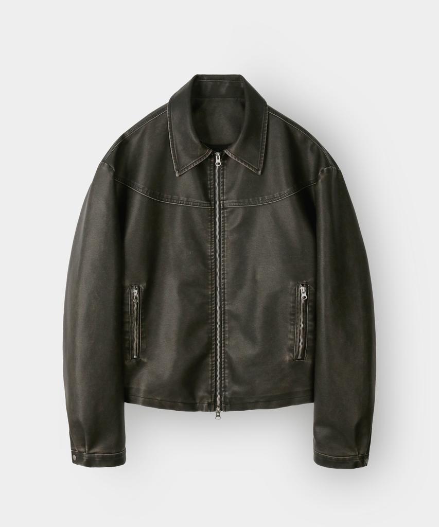 Indust Vtg Washed Leather Jacket_Brown