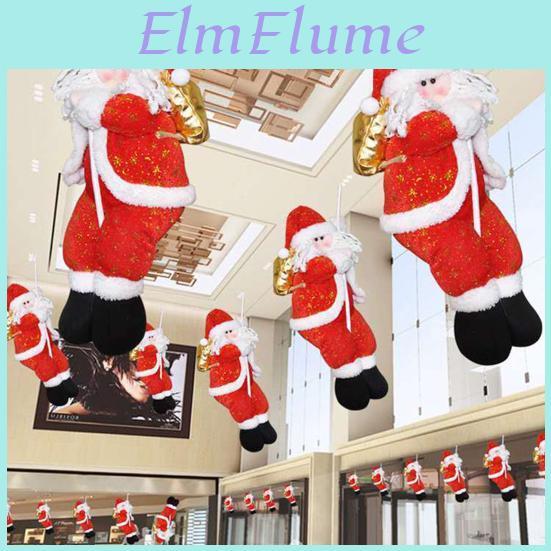 Santa Claus Lezoucí po Laně Vánoční Dekorace Plyšová Panenka Lezoucí Starý Muž Závěsná Ozdoba Krbová Dekorace