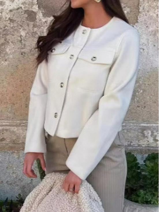 Women's European & American Style Pocket Decor Short Cardigan for Autumn & Spring