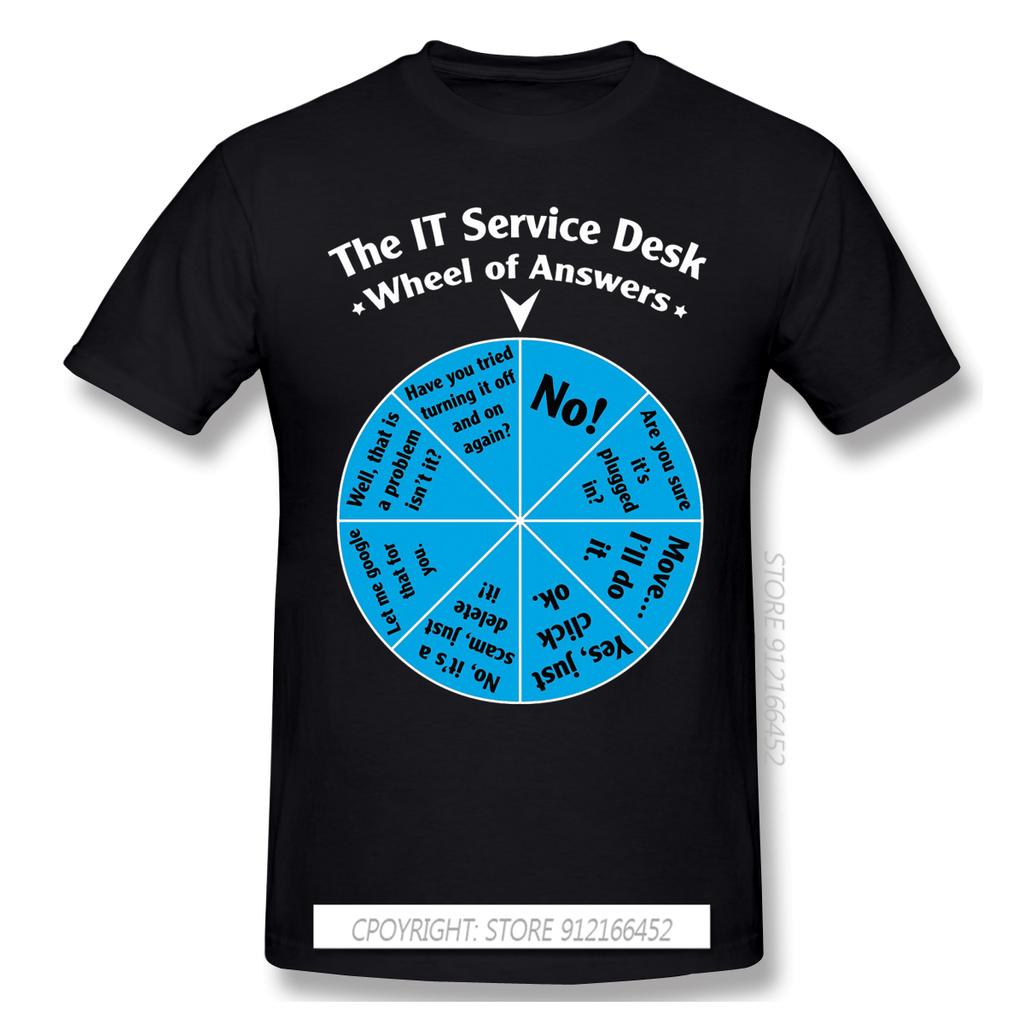 The IT Service Desk Wheel Of Answers T Shirt Men Clothes Hot Sale Linux Computer Operating System Geek Tees Shirt - Men's Sum...