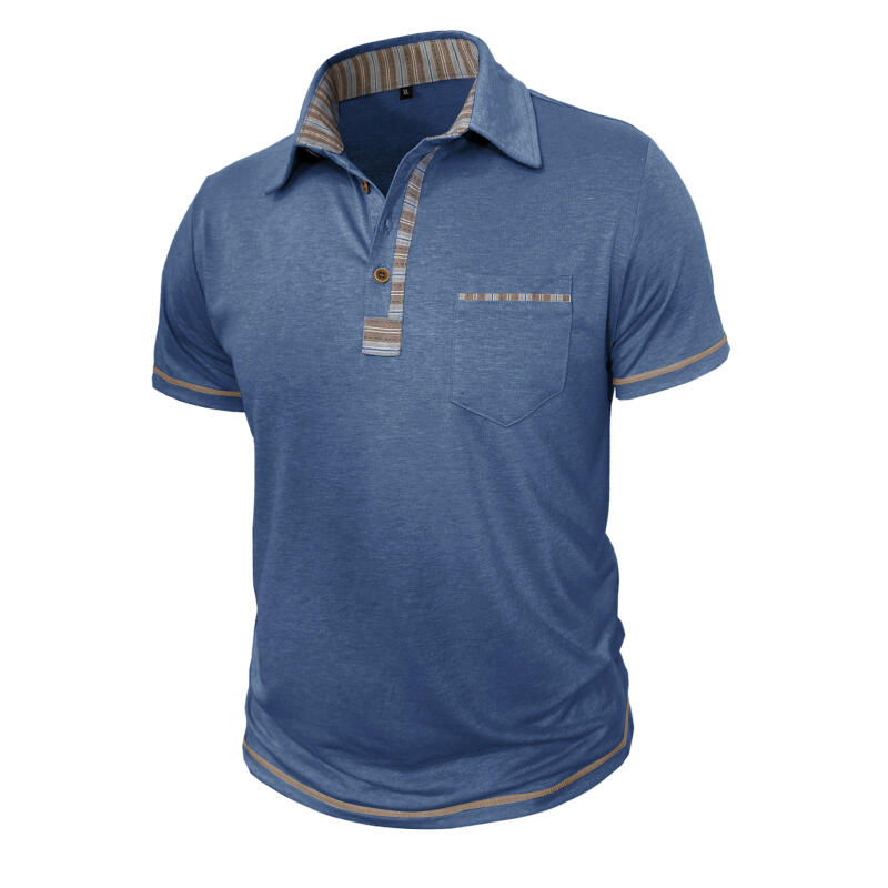 Men's Short Sleeve Polo Shirt Solid Color Casual Tops Breathable Business T-Shirt for Summer