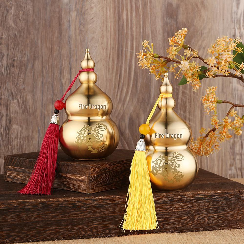 Brass Dragon Gourd: Hundred Blessings Treasure, Fire-Extinguishing Kitchen Ornament
